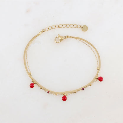 Bracelet double rangs avec perles de rocaille et pastilles émaillées