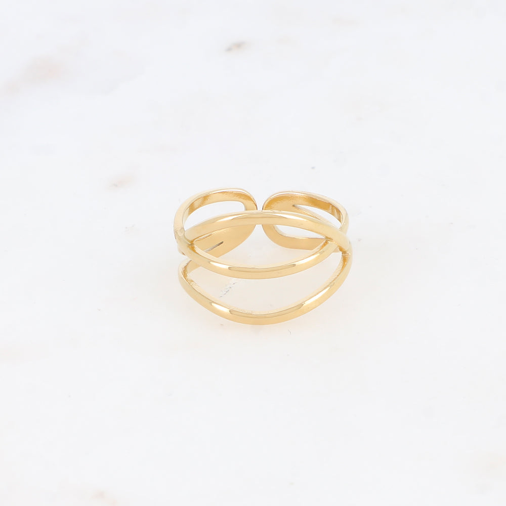 Bague trois rangs effet lisse