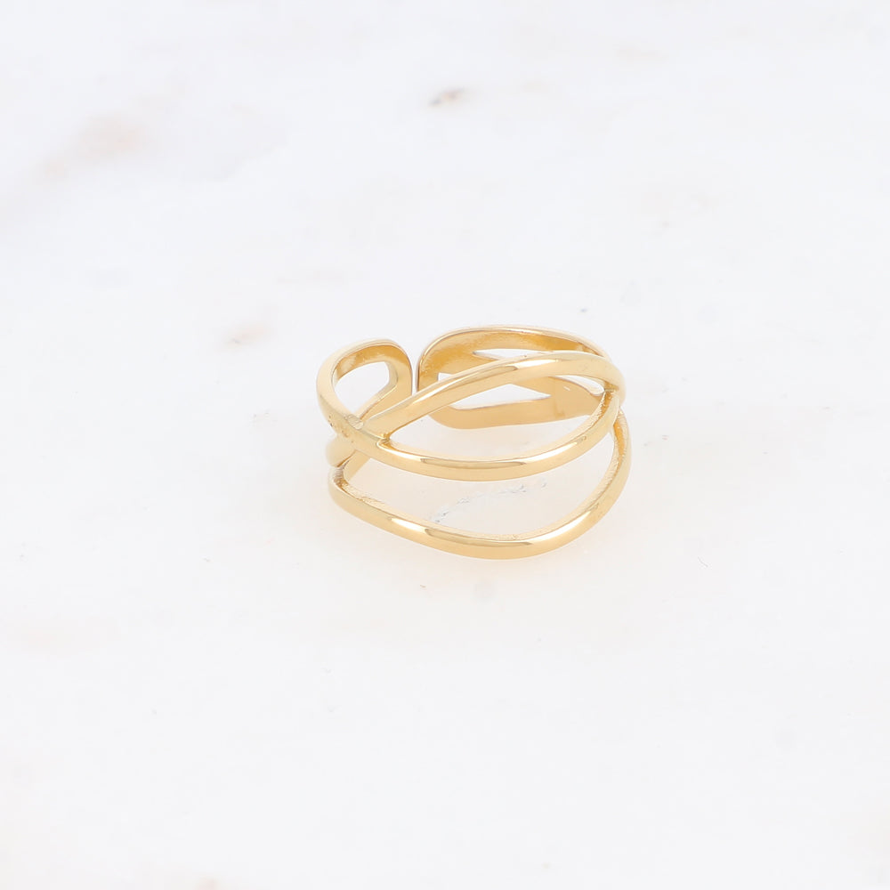 Bague trois rangs effet lisse