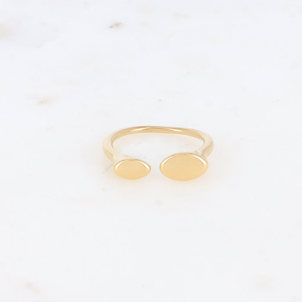 Bague fine avec deux pièces ovales lisse