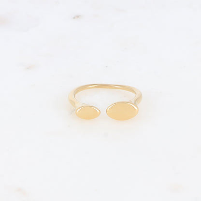 Bague fine avec deux pièces ovales lisse