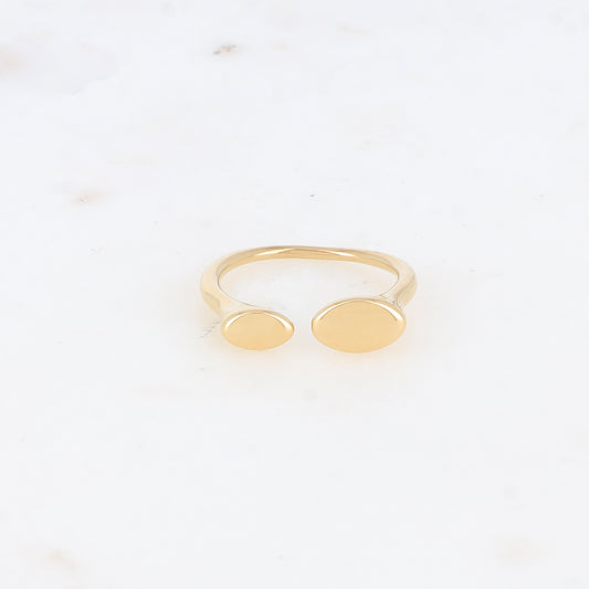 Bague fine avec deux pièces ovales lisse