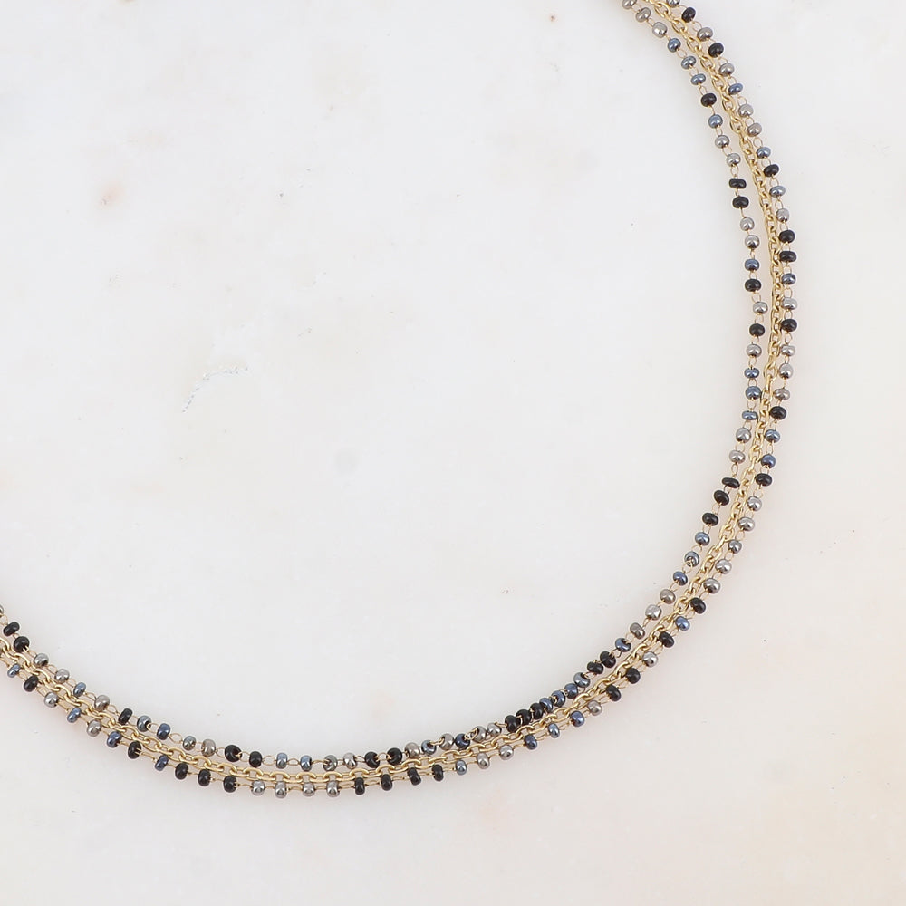 Collier trois rangs avec perles de rocaille (40/42/45+5CM)