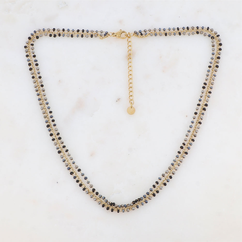 Collier trois rangs avec perles de rocaille (40/42/45+5CM)