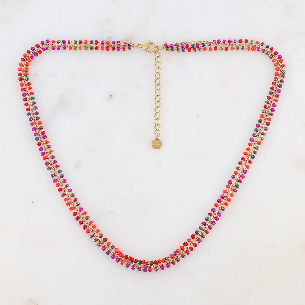 Collier trois rangs avec perles de rocaille (40/42/45+5CM)