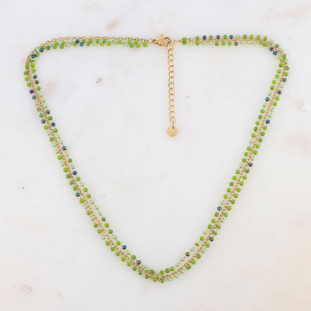 Collier trois rangs avec perles de rocaille (40/42/45+5CM)