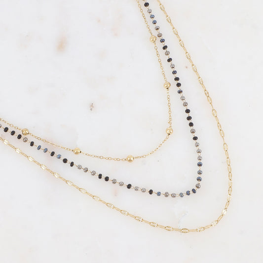 Collier trois rangs avec perles de rocaille (40/42/45+5CM)