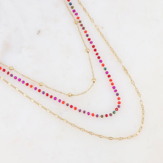 Collier trois rangs avec perles de rocaille (40/42/45+5CM)