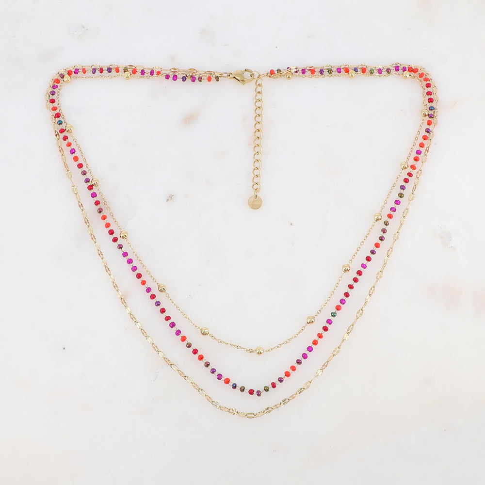 Collier trois rangs avec perles de rocaille (40/42/45+5CM)