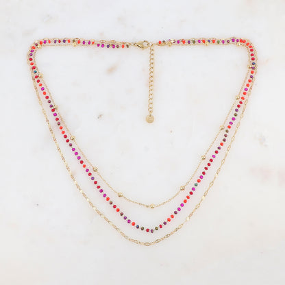 Collier trois rangs avec perles de rocaille (40/42/45+5CM)