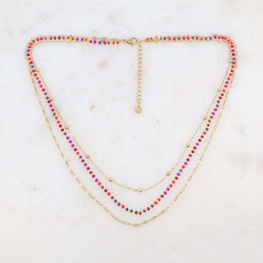 Collier trois rangs avec perles de rocaille (40/42/45+5CM)