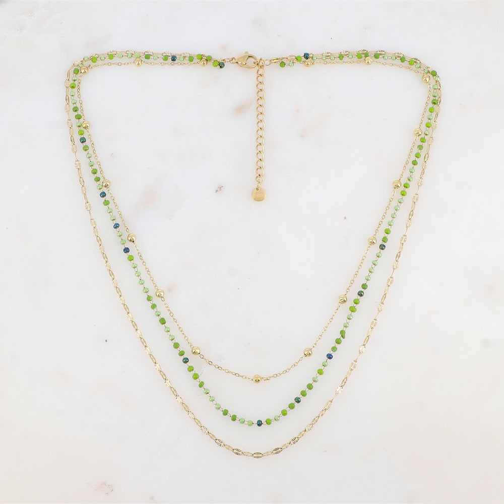 Collier trois rangs avec perles de rocaille (40/42/45+5CM)