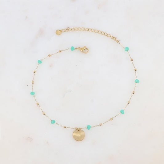 Chaîne de cheville avec pâtes de verre (24.5+5CM)