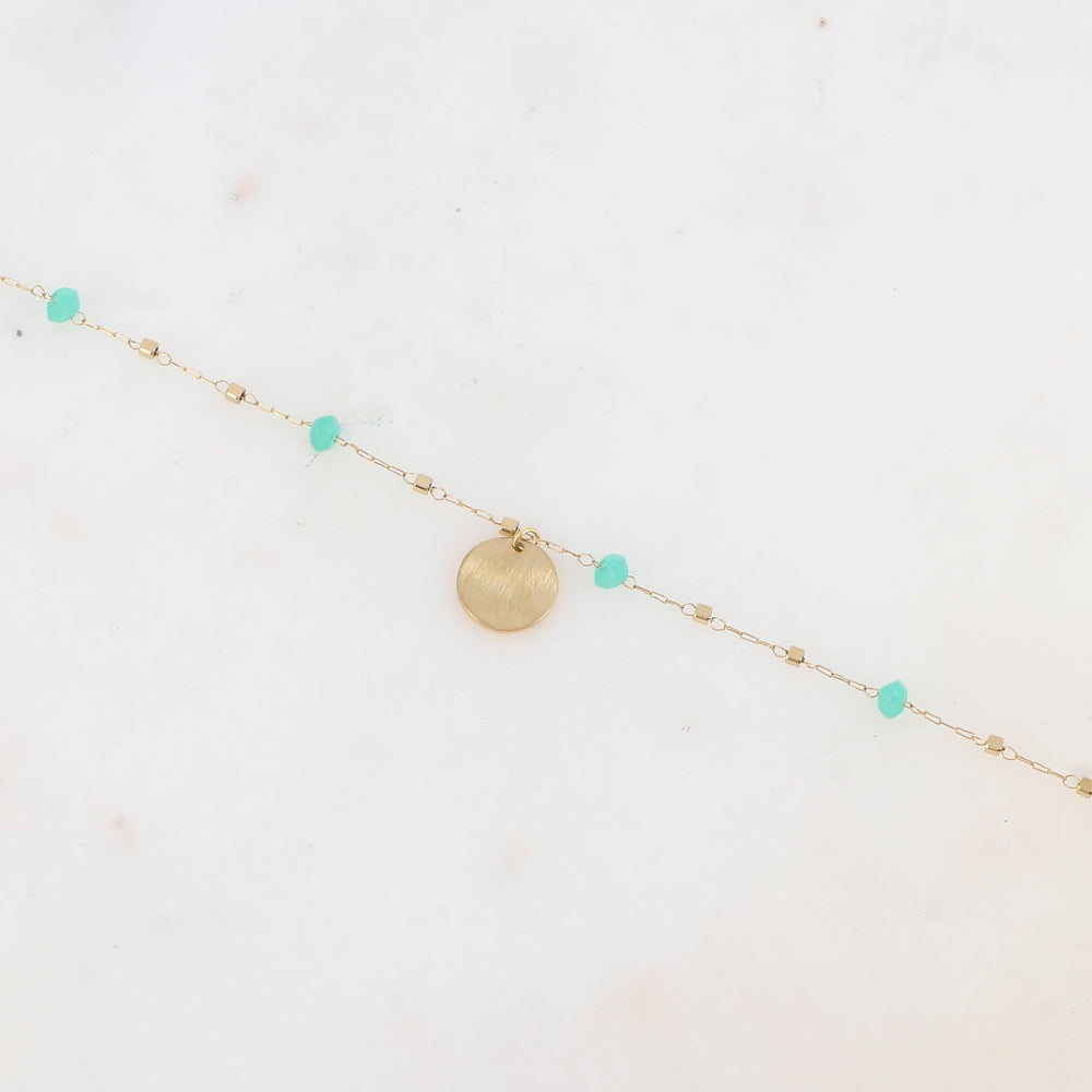 Chaîne de cheville avec pâtes de verre (24.5+5CM)