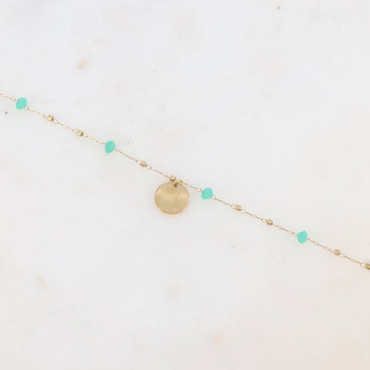 Chaîne de cheville avec pâtes de verre (24.5+5CM)