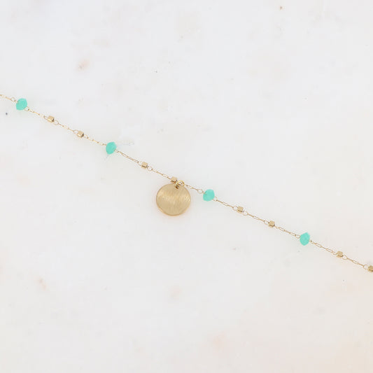 Chaîne de cheville avec pâtes de verre (24.5+5CM)