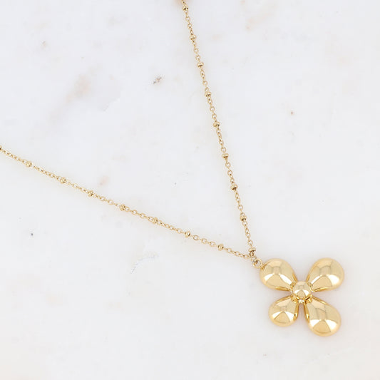 Collier avec une pampille en forme de fleur (45+5CM)