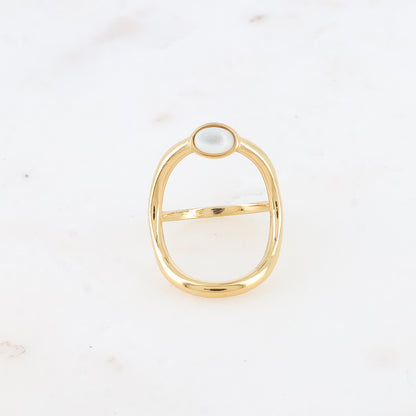 Bague - grand ovale ajouré et pierre naturelle ovale nacre