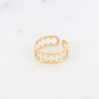 Bague - 2 anneaux, lisses avec petits carrés