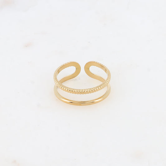 Bague - 2 rangs, strié et lisse