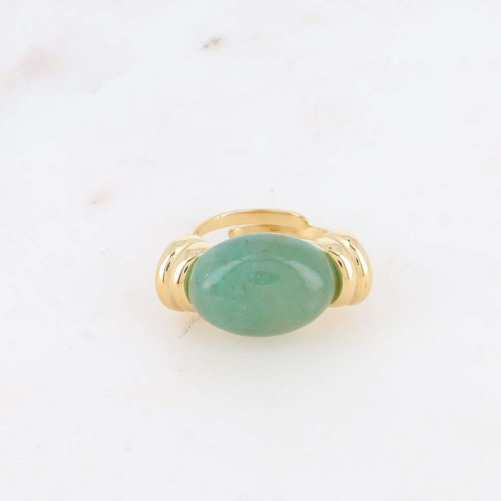 Bague - pierre naturelle ovale aventurine verte