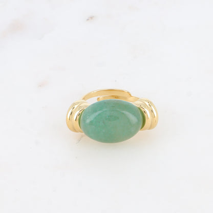 Bague - pierre naturelle ovale aventurine verte