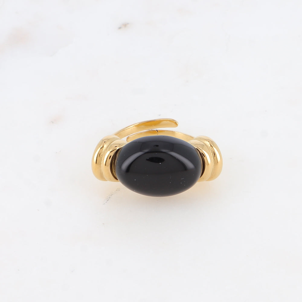 Bague - pierre naturelle ovale onyx