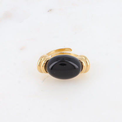 Bague - pierre naturelle ovale onyx