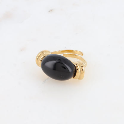 Bague - pierre naturelle ovale onyx