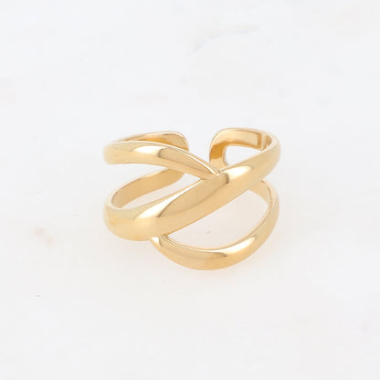 Bague 2 rangs graphique effet lisse