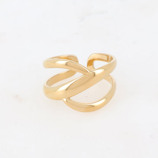 Bague 2 rangs graphique effet lisse