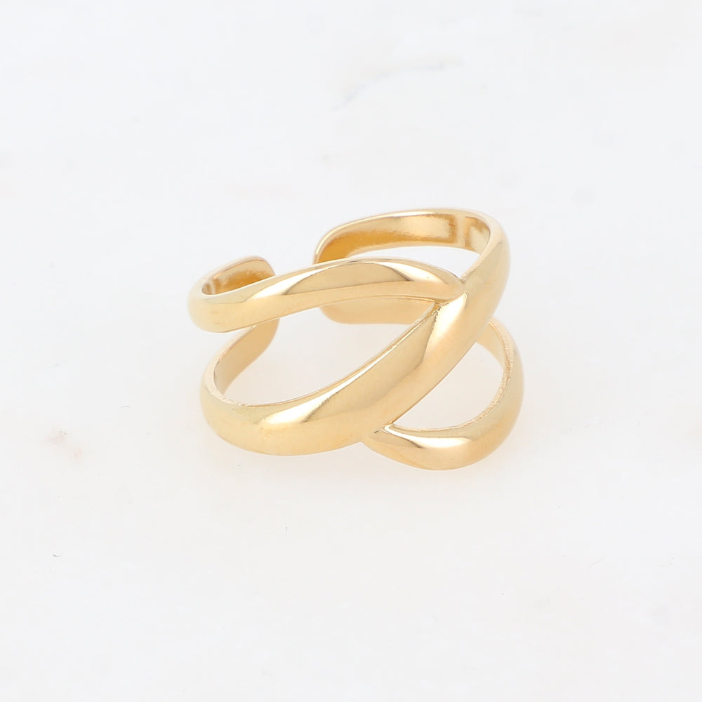 Bague 2 rangs graphique effet lisse