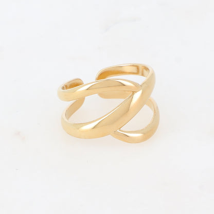 Bague 2 rangs graphique effet lisse