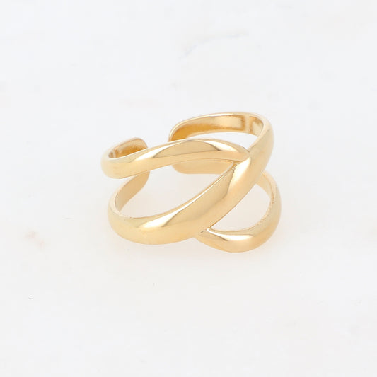 Bague 2 rangs graphique effet lisse