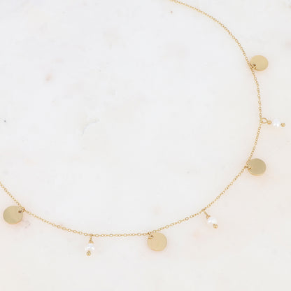 Collier avec pampilles lisses et perles d'eau douce (40+5CM)