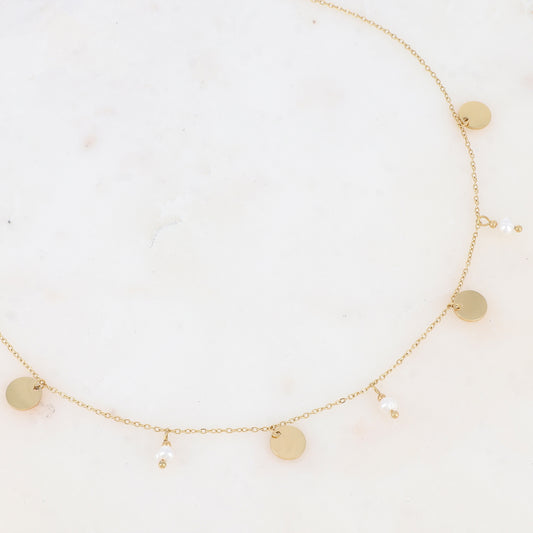 Collier avec pampilles lisses et perles d'eau douce (40+5CM)