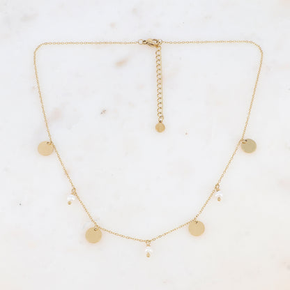 Collier avec pampilles lisses et perles d'eau douce (40+5CM)