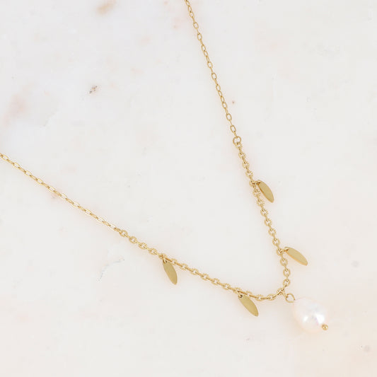 Collier avec pampilles géométriques et perles d'eau douce (38+5CM)