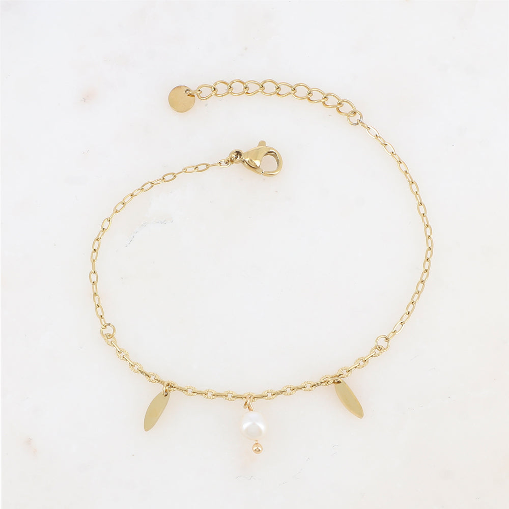 Bracelet avec pampilles géométriques et perle d'eau douce