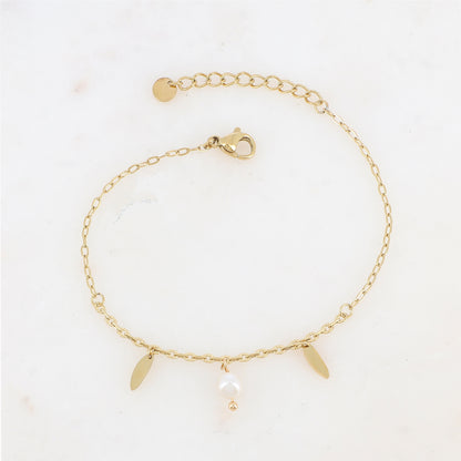 Bracelet avec pampilles géométriques et perle d'eau douce