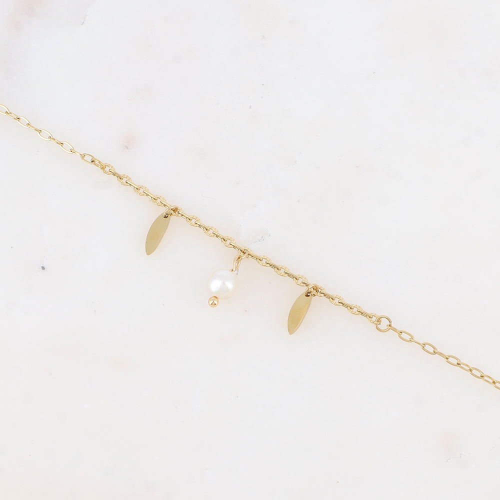 Bracelet avec pampilles géométriques et perle d'eau douce