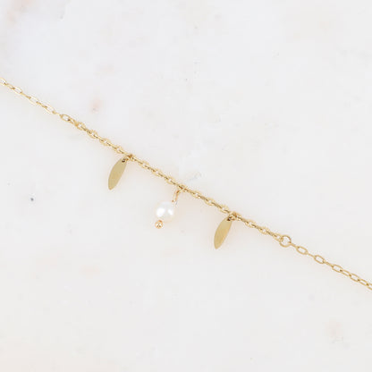 Bracelet avec pampilles géométriques et perle d'eau douce