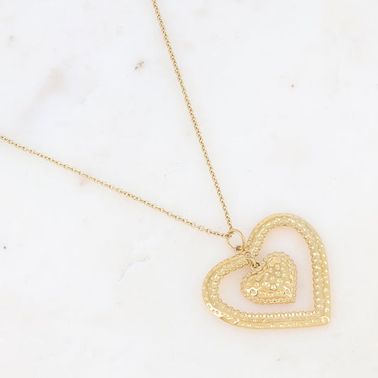 Collier avec cœurs martelés (45+5CM)