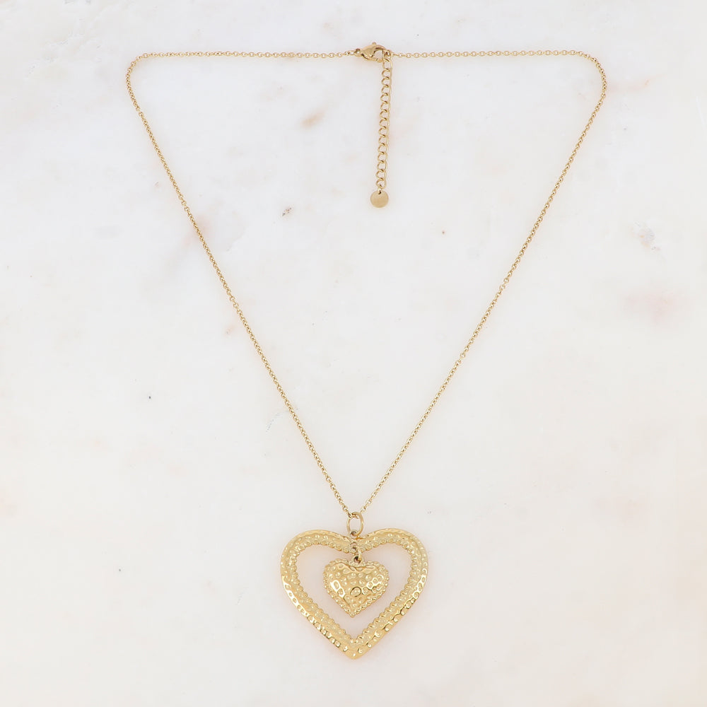 Collier avec cœurs martelés (45+5CM)