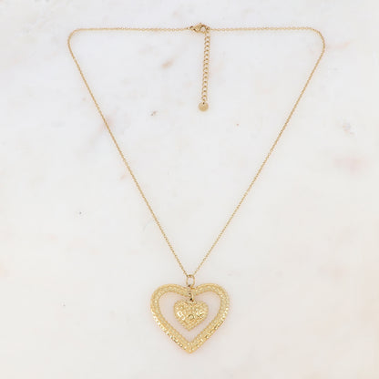 Collier avec cœurs martelés (45+5CM)