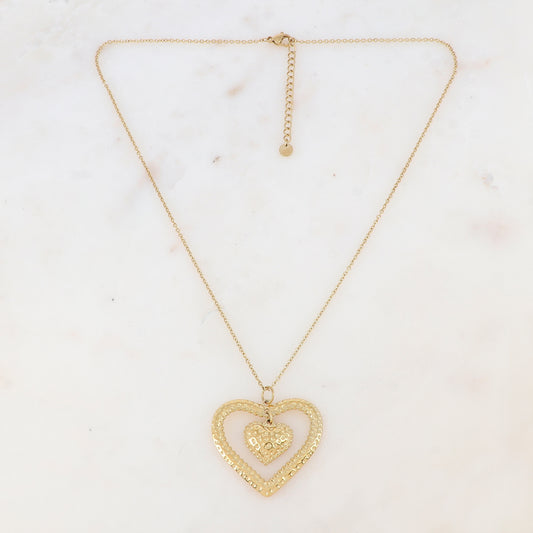 Collier avec cœurs martelés (45+5CM)