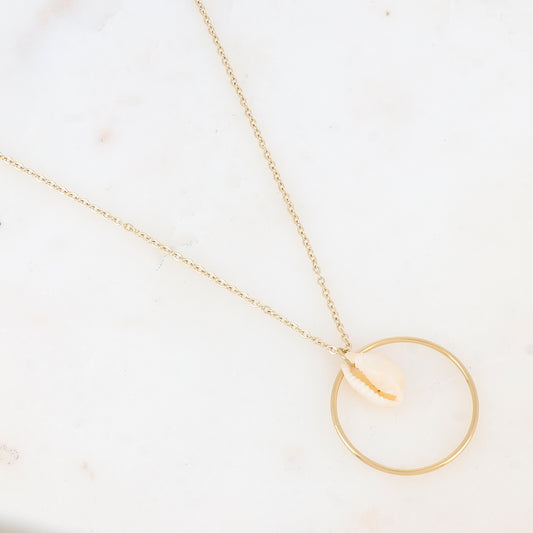 Collier avec anneau et coquillage (45+5CM)