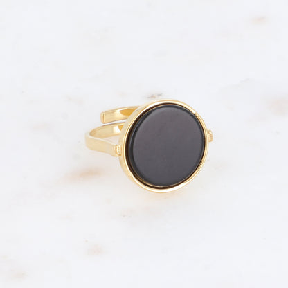 Bague ronde avec pierre naturelle - Onyx