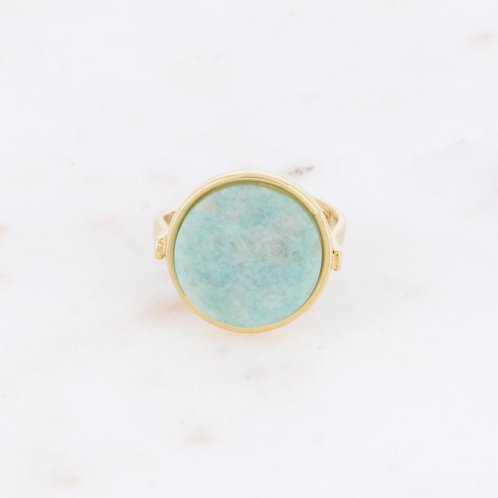 Bague ronde avec pierre naturelle - Amazonite