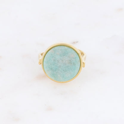 Bague ronde avec pierre naturelle - Amazonite
